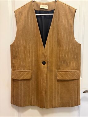 Sculpted Tan Pinstripe Vest